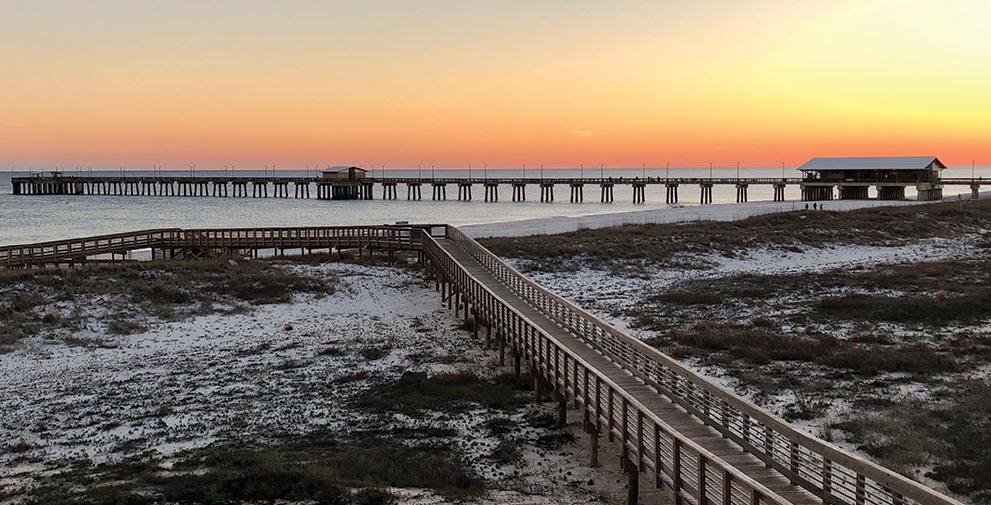 Gulf State Park Pier at sunset
