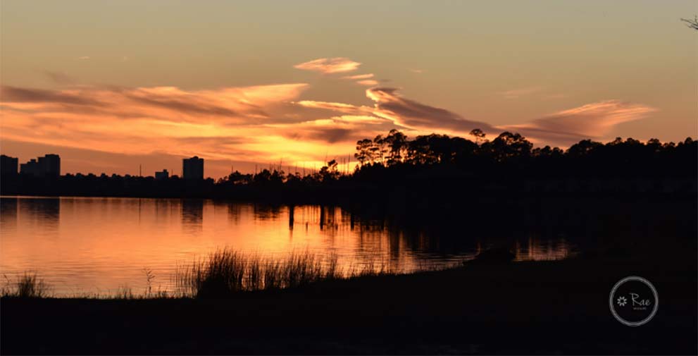 sunset over Gulf State Park