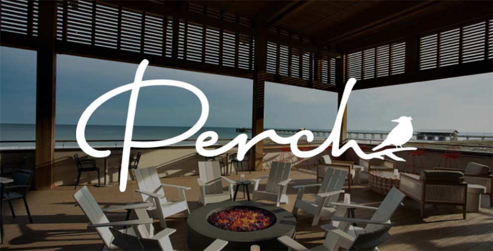 outdoor fire pit with Perch logo superimposed on top