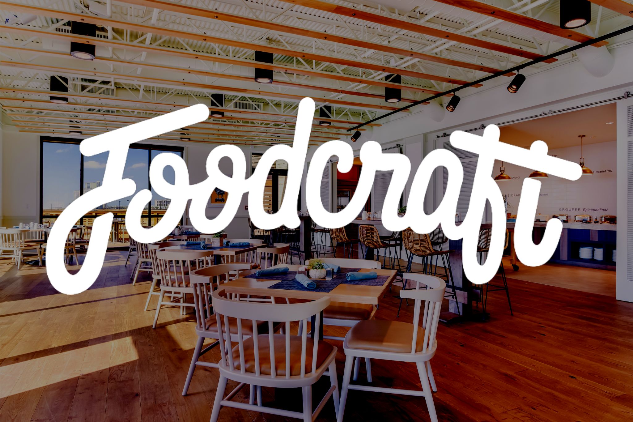dining area of Foodcraft with logo superimposed